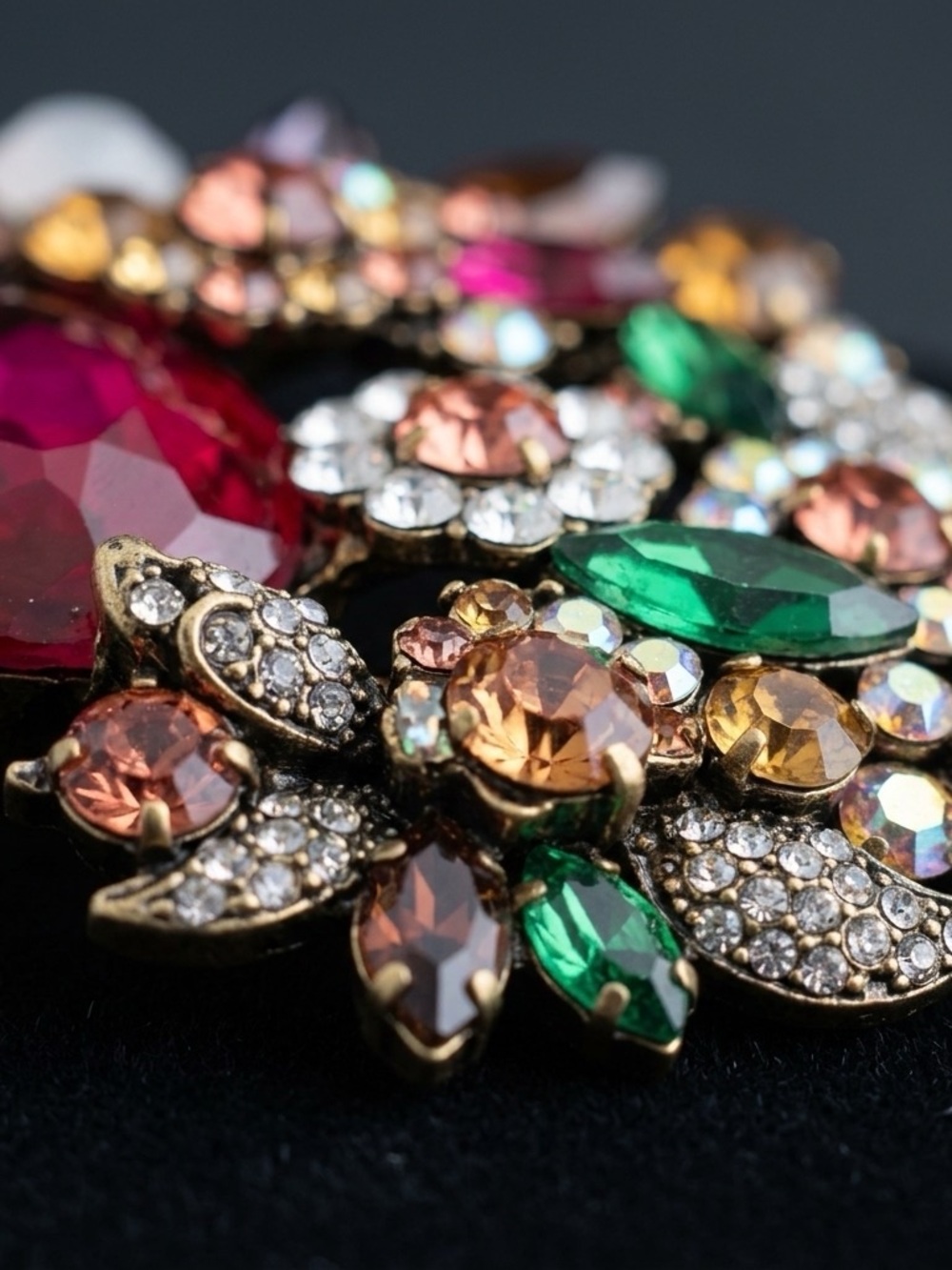 Aratta Fuchsia Multicolor Crystal Floral Brooch - Women Jewelry - Picture 4 of 6